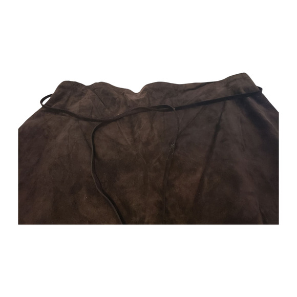 Zebra Leather Skirt sz 10 Brown Suede Fringe Hem & Tie Belt Western Movement - Picture 4 of 10